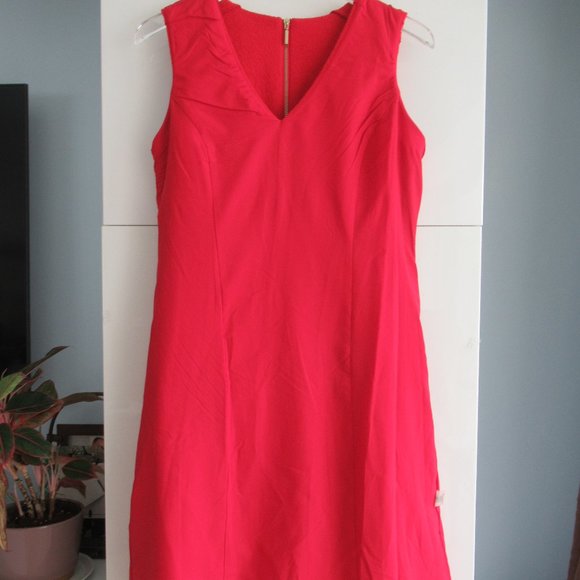 KARL LAGERFELD PARIS Women's Red Jumper Sleeveless Woold Blend Dress Sz 8 *Flaw - Picture 6 of 16